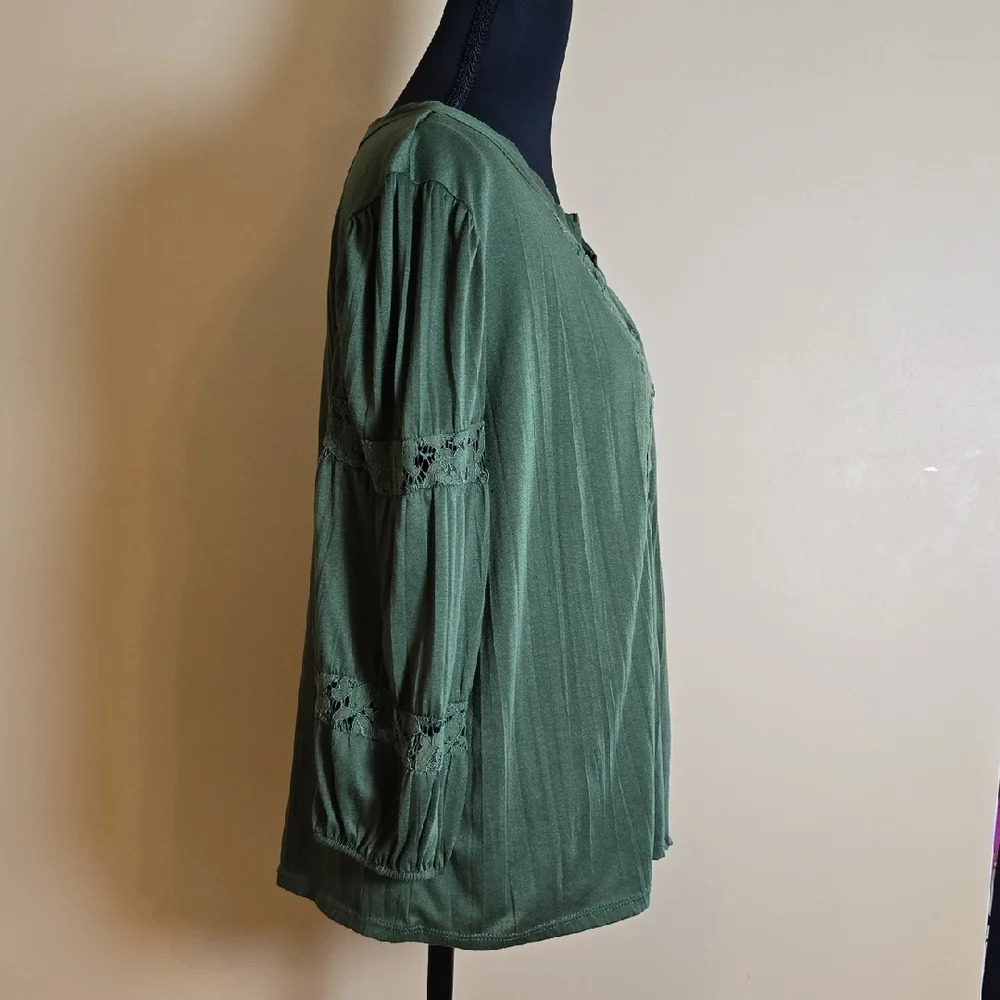 Carolyn Taylor Long Sleeve Green  Blouse L - Picture 3 of 6